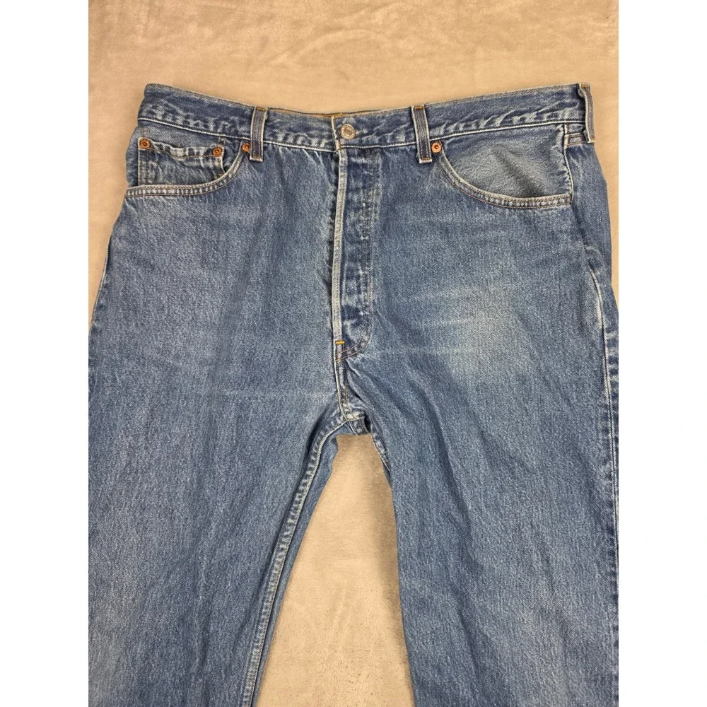 Vintage Levi's 501 Jeans Men 38x34 Fit 36x34 Blue Distressed Button Fly USA Made